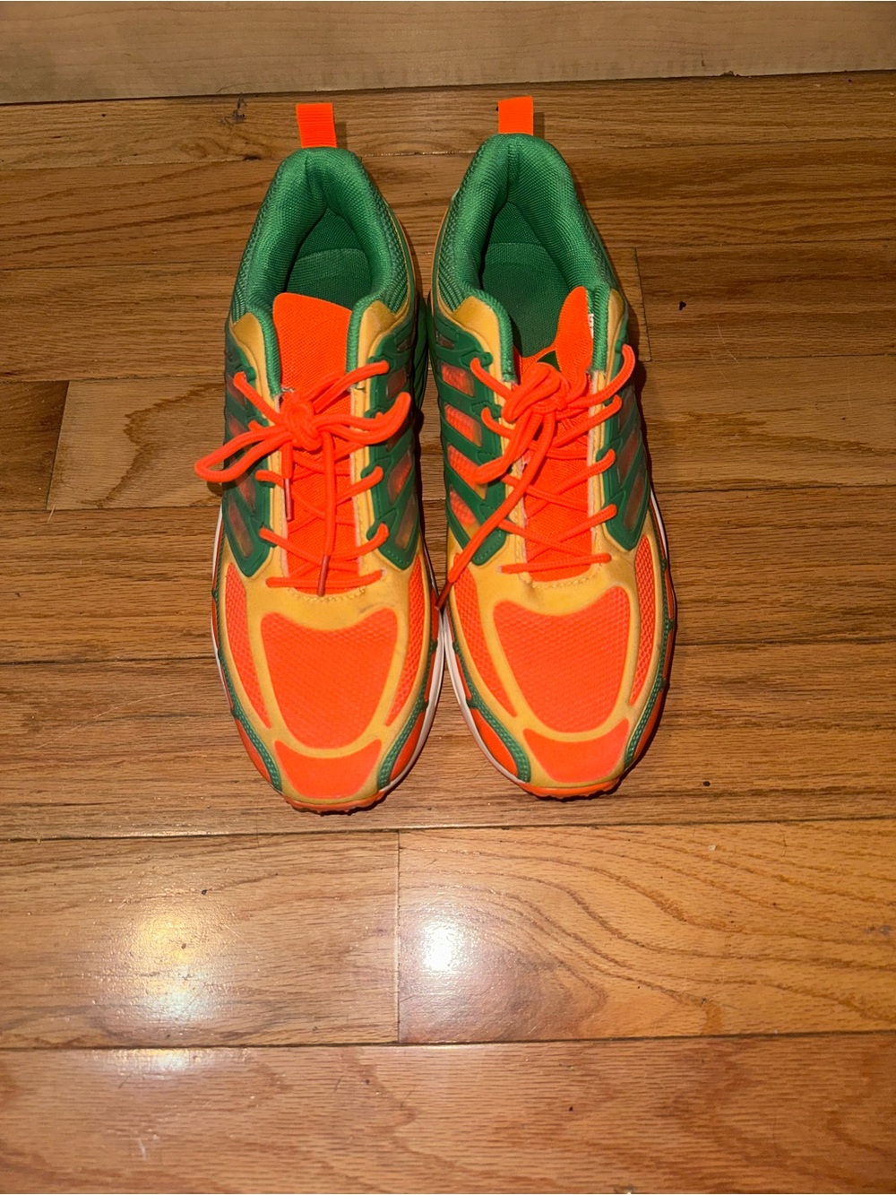 Men's Orange and Green Athletic Sneakers